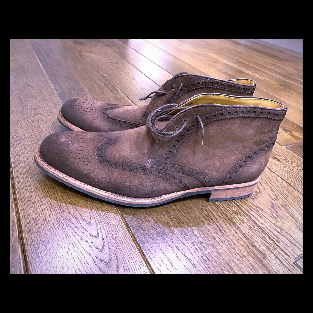 Men’s Brown Magnanni Suede Laceup Boots 9.5M NEW